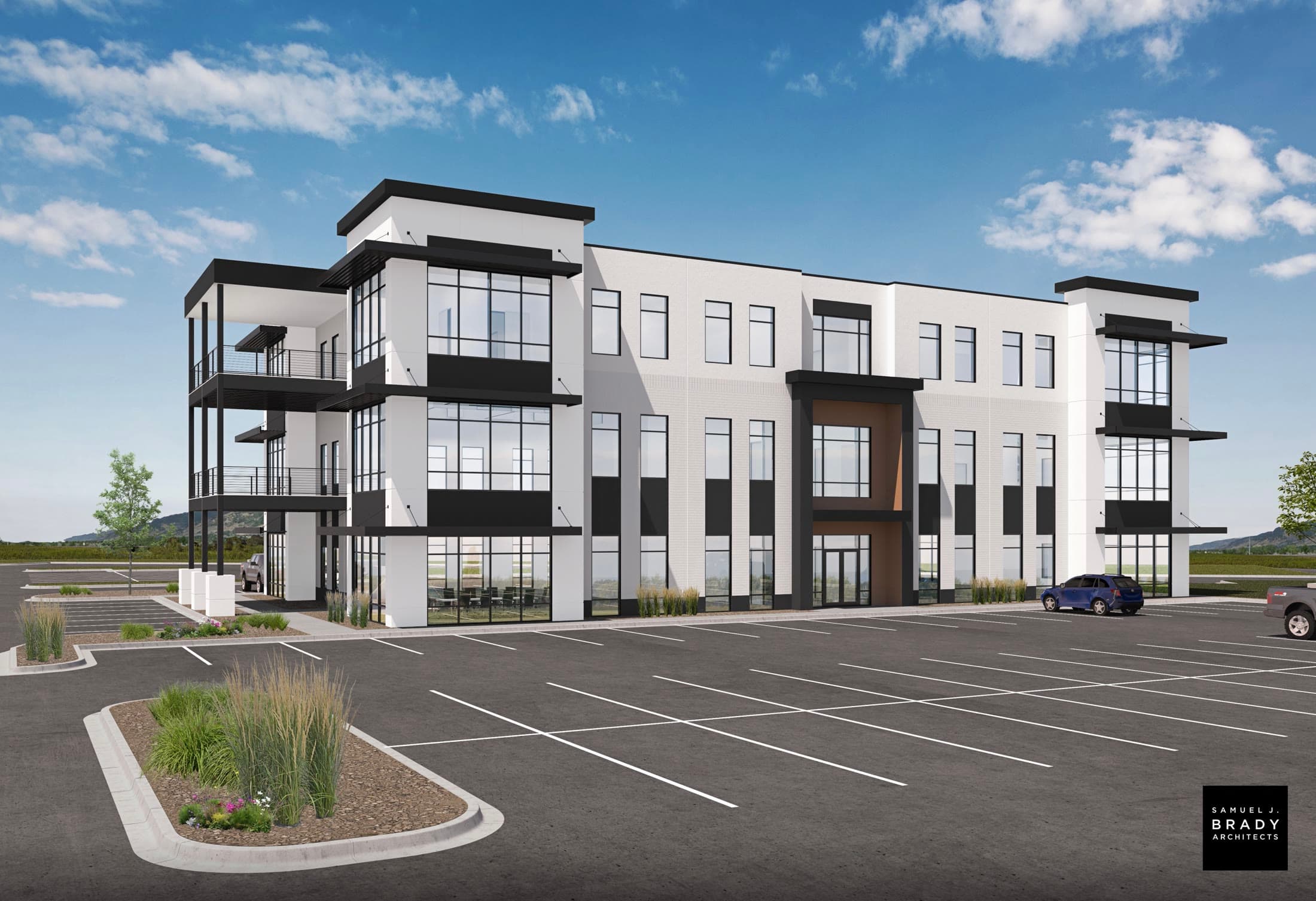 Architectural rendering of HBME's new Farmington, Utah office building
