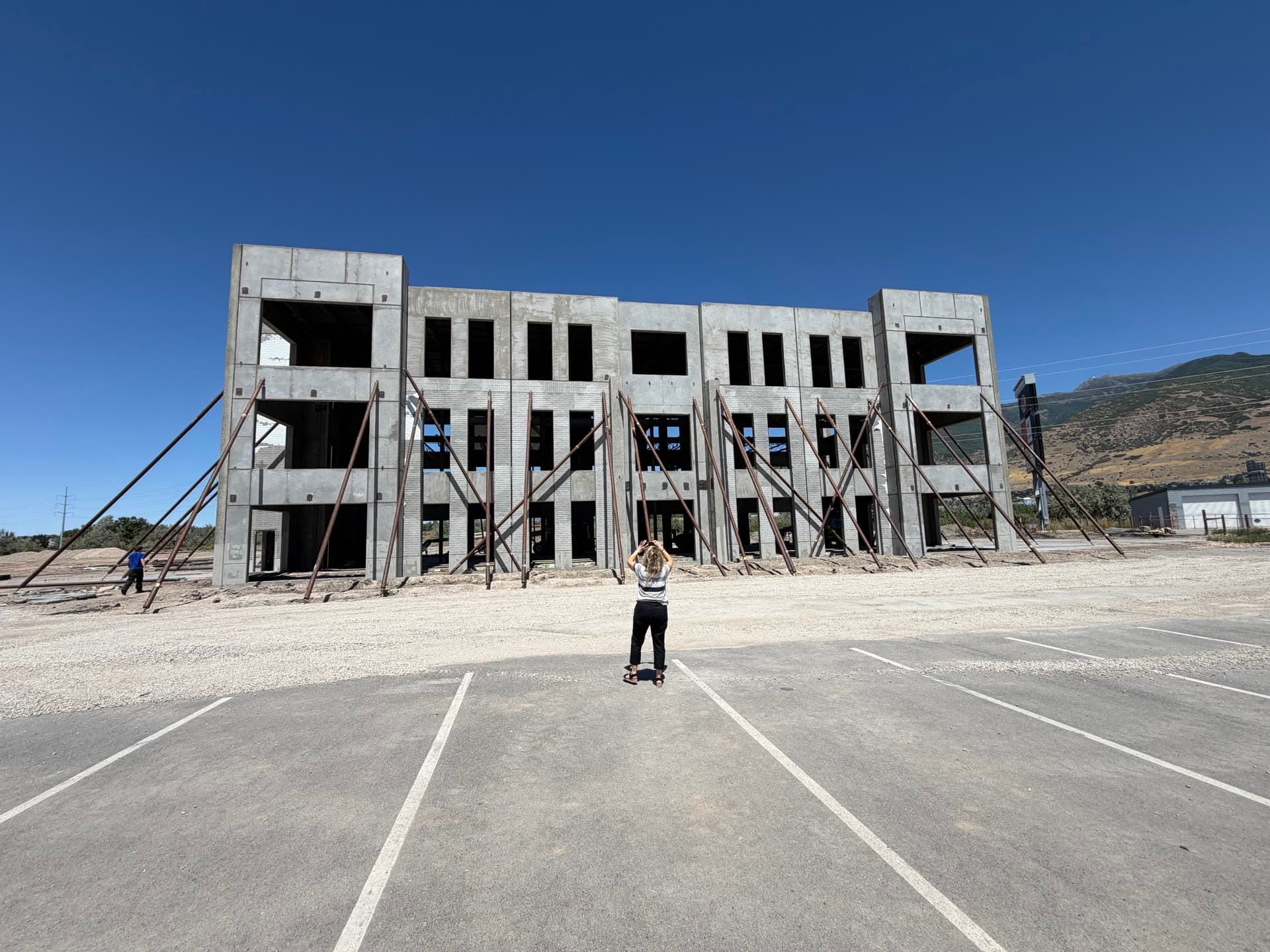 The completed exterior wall structure of the new HBME office