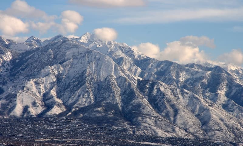 Snow-capped Wasatch Mountains above the Salt Lake City valley